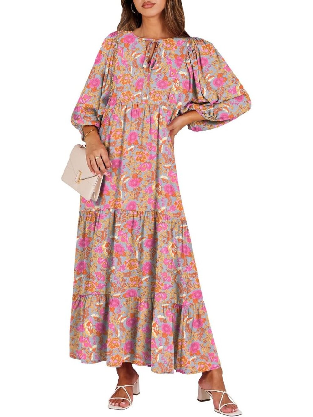 Elegant Boho Floral Maxi Dress for Women
